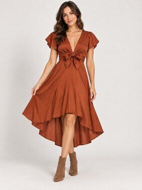Billy J Starry Nights Rust Satin Dress AU 10 US 6